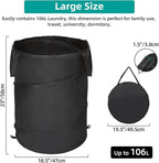 BATTOO 106L Collapsible Laundry Baskets - Foldable Pop Up Hampers for Laundry - Upgrade Oxford Laundry Hamper with Reinforced Handles for Bedroom, Bathroom, Kids Room, Dorm, Travel, Storage Organizer