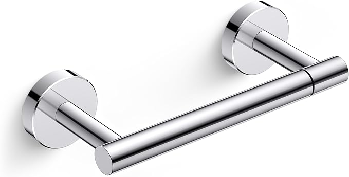 FORIOUS Toilet Paper Holder Wall Mount, Stainless Steel Rustproof Double Post Pivoting Tissue Roll Holder for Bathroom, Commercial Toilet Paper Dispenser, Chrome