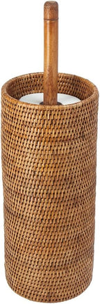 KOUBOO 3 Rolls La Jolla Hand Woven Rattan Toilet Roll Stand, Honey Brown, 17.145 x 17.145 x 52.07 cm
