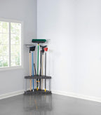 Rubbermaid Plastic Garage Corner Tool Tower Rack, Easy to Assemble, Organizes up to 30 Long-Handled Tools/Rakes/ Brooms/Shovles for Home/House/Outdoor/Sheds