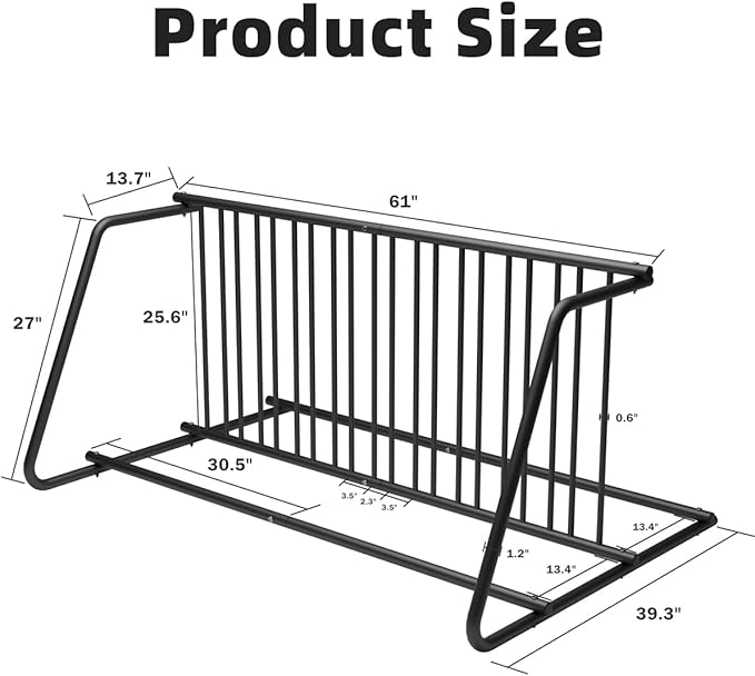 Commercial Grid Bike Rack-59" Length Single & Double Sided 10 Holders Floor Bike Parking Rack Stand, Bicycle Storage Stand for Garage,Store,School,Park Storage & Universities Power Coated Steel