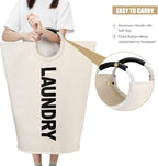 90L Large Laundry Basket, Freestanding Tall Clothes Hamper, Collapsible Laundry Bag, Beige
