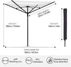 Heavy Duty Outdoor Umbrella Drying Rack, 12 Lines with 165 Feet Drying Space, Steel Frame & Adjustable Height, 4-arm Umbrella Clothesline for Laundry, Collapsible Clothes Drying Rack for Backyard