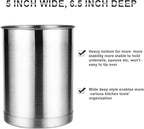 KSENDALO 2 Pack Utensil Crock, 6.6inch Cooking Utensil Holder Stainless Steel Container for Kitchen Counter,Metal Kitchen Spoon Spatula Cutlery Tool Holder Organizer, Silver (2 Pack)