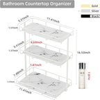 Bathroom Organizer Countertop Perfume Organizer Makeup Organizer Cosmetics Storage Display Rack Vanity Tray Dresser Stainless Steel Gold Shelf White Marble Ceramic Tray