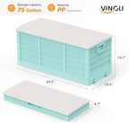 VINGLI 75 Gallon Collapsible Outdoor Storage Box, Simple-to-assemble Plastic Storage Containers with Lid, Patio Deck Box Furniture for Garden, Pool, Balcony, Yard (Green)