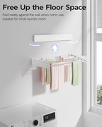 Wall Mounted Clothes Drying Rack 23.6", Foldable Wall Mount Laundry Rack Folding Indoor, Drying Rack Clothing Collapsible, Hidden Space Saver with Wall Template, 5 Rods, White