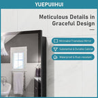 16 x 24 Inch Recessed Medicine Cabinet with Beveled Mirror, Bathroom Metal Mirror Medicine Cabinet with Adjustable Shelves, Wall Mounted Black Medicine Cabinets for Bathroom Storage Modern House