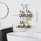 KEGII Shower Caddy Hanging for Handheld Showerheads, Rustproof Hanging Shower Organizer with Soap Dish, Toothbrush Holder and Hooks, Over Showerhead Caddy for Bathroom