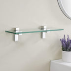 KES Glass Shelf for Bathroom, Glass Wall Shelves 16 Inch Floating Shelf Polished Chrome Finish, BGS3201S40