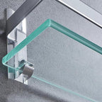 Bathroom Glass Shelf Tempered Glass Rectangular Extra Thick Aluminum Silver Sand Sprayed Wall Mounted 13.77 inches