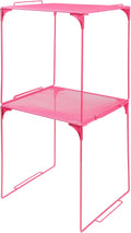 Locker Organizer Shelf Stackable Extra Locker Shelf for School Locker Organizer Storage Cabinet Accessories Suitable for School, Office, and Home use (2, Pink)