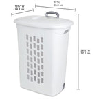 Sterilite 9-Pack Ultra Wheeled Hamper, Laundry Basket w/Flip-Top Lid & Retractable Handle - Plastic Rolling Clothes Storage Cart with Ventilated Holes for Home, Apartment or Dorm