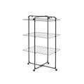 Brabantia HangOn Tower Clothes Drying Rack with Wheels | 76ft (23m) | Matt Black | Tall 3-Tier Indoor Clothes Airer with Adjustable Shelves for Towels, Folds Flat to Save Space | Fits 2+ Full Loads