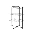 Brabantia HangOn Tower Clothes Drying Rack with Wheels | 76ft (23m) | Matt Black | Tall 3-Tier Indoor Clothes Airer with Adjustable Shelves for Towels, Folds Flat to Save Space | Fits 2+ Full Loads