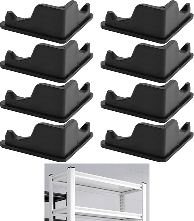 Post Inserts Connectors - PP Plastic, Injection Molded, Sturdy Support - Black, 8 Post Caps, Compatible with Whalen and Costco 5 Shelf Shelving Unit