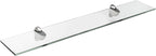 Spancraft Glass H-4.75x18-Brushed Steel Heron Glass Shelf, Brushed Steel, 4.75" x 18"