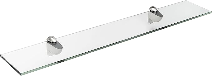 Spancraft Glass H-6x21-Brushed Steel Heron Glass Shelf, Brushed Steel, 6" x 21"