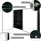 Medicine Cabinet with Aluminum Framed Mirror,36"x32" Surface Mount or Recessed Mount Bathroom Vanity Mirror,Single Door Bathroom Mirror with Storage Cabinet