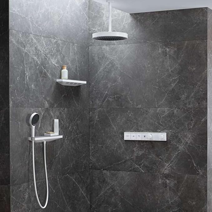 hansgrohe 26843000 Rainfinity Wall Outlet Porter 500 with Shower Holder and Shower Shelf L, Chrome