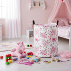 Baby Laundry Basket Baby Nursery Hamper Kids Laundry Basket Toy Storage Bin for Boys Room Decor Gift Baskets for Bedroom Bathroom(Bowknot Flower)