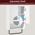 Bathroom Wall Cabinet, Wall Mounted Medicine Cabinets with Towel Bar & Adjustable Shelf, Over The Toilet Space Saver Storage Cabinet with 2 Doors, for Bathroom Laundry Room Kitchen, White