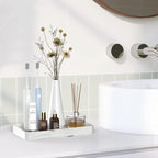 Gurygo 10" Vanity Tray for Bathroom - Hand Towel Tray Organizer for Paper Napkins - Bathroom Vanity Counter Organization - Ceramic Soap Dispenser Tray for Kitchen Counter (Marble White, Set/1)…