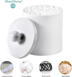 SheeChung 6 Pack White Acrylic Apothecary Jars - Shatterproof Qtip Holder Dispenser Set - Opaque Bathroom Vanity Organizer for Cotton Swabs,Balls,Pads - Modern Minimalist Decor(3*10oz,3*12oz)
