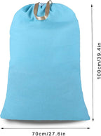 Heavy Duty Laundry Bag with Drawstring and Handle, Extra Large Travel Dirty Clothes Bag for Laundromat and Household, Durable Rip-Stop Laundry Hamper Liner, 28 x 40 Inch by SANFERGE, Light Blue