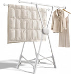 BIREN Clothes Drying Rack Heavy Duty Clothing Racks Foldable Laundry Rack Two Drying Modes Garment Racks for Drying Clothes, Adjustable Length from 32-55 Inches for Indoor Outdoor Use