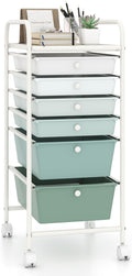 Giantex 6 Storage Drawer Cart Rolling Organizer Cart for Tools Scrapbook Paper Home Office School Multipurpose Mobile Utility Cart, Green Gradient
