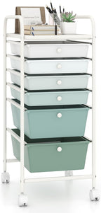 Giantex 6 Storage Drawer Cart Rolling Organizer Cart for Tools Scrapbook Paper Home Office School Multipurpose Mobile Utility Cart, Green Gradient