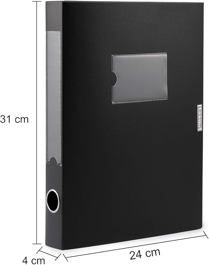 A4 Storage File Boxes Plastic Archives Cases with Lid, File Folder Organizer Document Filing Box for Office, Letter Size Paper,31×4×24 cm, Black(Pack of 4)