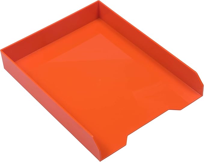 JAM PAPER Stackable Paper Trays - Orange - Desktop Document, Letter, & File Organizer Tray - Sold Individually
