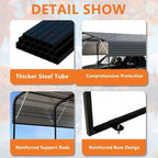 Heavy-Duty Outdoor Garden Shed with Aluminum Alloy Frame, Hinged Door, and Stable Foundation for Secure Storage (New 11x19 FT Carport)