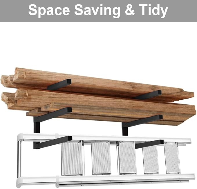 Lumber Storage Metal Rack, 3-Level Wall-Mounted Organizer and Wood Rack, Indoor & Outdoor Storage Solution for Workshop or Garage - 1 Pack