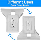 2 Pack Single Wall Outlet Shelf Home Wall Shelf Organizer for Outlets, Perfect for Bathroom Kitchen Bedroom with Cord Management and Easy Installation. (White)
