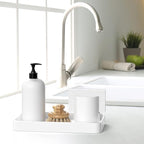 Gurygo 10" Bathroom Countertop and Vanity Tray - Kitchen Tray for Soap Bottles - Ceramic Vanity Tray for Bathroom Counter Organization - Kitchen Tray(White, Set/1)