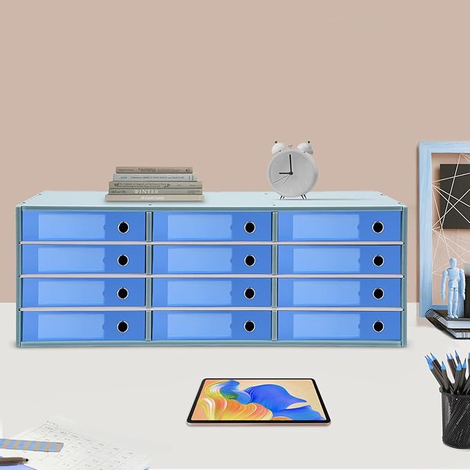 Paper Organizer for Desk, 12 Compartments Desktop Literature Organizer with Adjustable Shelves, File Sorter Mail Center, Stackable Paper Sorter Organizer for Home, Office, Classroom