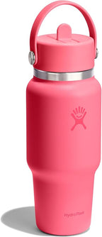 Hydro Flask Travel Water Bottle - Insulated Stainless Steel - Wide Straw Lid, Non Spill, Leakproof in 24 Oz Popstar Pink