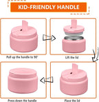 13.5oz Kids Jar for Hot Food, Insulated Vacuum Food Jar with Buckle Lid, Stainless Steel Wide Mouth Leak Proof Insulated Lunch Container for School Picnic Travel,Pink