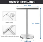 T-Shape Bath Hand Towel Holder Stand, Stainless Steel Free Standing Hand Towel Rack, for Bathroom Kitchen & Countertop, Silver