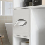 HOMCOM Over the Toilet Storage Cabinet, Farmhouse Above Toilet Bathroom Organizer with Barn Doors, Adjustable Shelf, Toilet Paper Holder, Freestanding Space Saver for Laundry, Distressed White