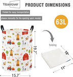 Baby Laundry Basket Baby Nursery Hamper Kids Laundry Basket Toy Storage Bin for Boys Room Decor Gift Baskets for Bedroom Bathroom(Farm)