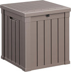 EasyUp 50 Gallon Deck Box Outdoor Storage Box for Patio Furniture,Outdoor Cushions,Garden Tools and Pool Supplies,Waterproof,Resin（Gray）