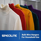 SPECILITE Wire Hangers 200 Pack, Metal Wire Clothes Hanger Bulk for Coats, Space Saving Metal Hangers 16.7 Inch Ultra Thin Non Slip with Groove, for Standard Size Suits, Shirts, Pants, Skirts-Silver