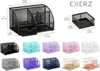 Exerz Desk Organizer Black Office Desk Accessories Supplies Office Storage Desktop Pencil Pen Holder with Drawer Home Workspace