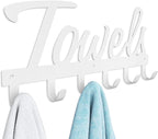 Livelab Towel Rack, Towel Racks for Bathroom Wall Mounted, 6 Hooks White Towel Holder for Bathroom Space Saving, Waterproof Rustproof Easy Install Towel Hanger for Bathroom, Pool, Living Room