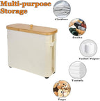 Toilet Paper Storage Basket, Toilet Paper Organizer with Bamboo Lid Handle for Bathroom, Free Standing Toilet Paper Holder Tissue Bin with Visualisation Window (Beige)