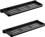 Folding Wall Shelf for Bathroom | 2-Tier Folding Metal Shelves | 90° Fold Up | Wall Mounted Drop Down Floating Shelf for Rv, Laundry Room, Toilet Room, Waterproof(2-Pack, Black)